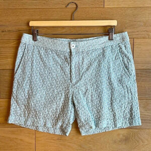 SMR Days Eyelet Flat Front Beach Shorts Light Blue White Large Spring Casual